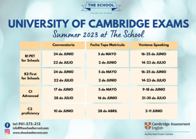 Fechas para los exámenes oficiales de la University of Cambridge, 2023